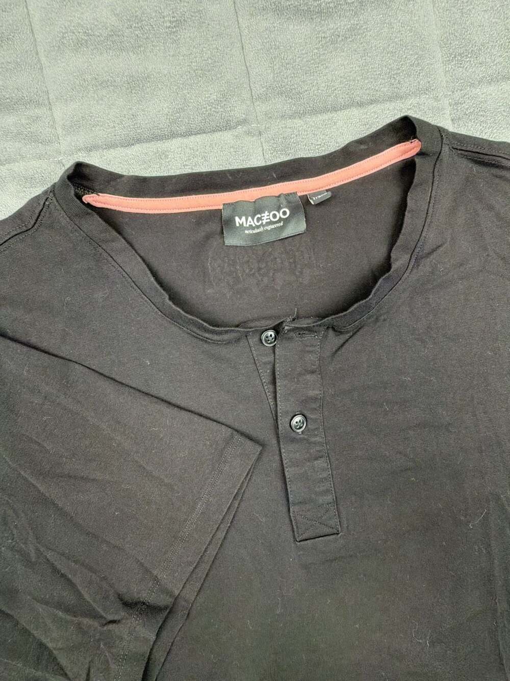Maceoo Men's Black Henley T-Shirt Size US XL   EU 7/3XL